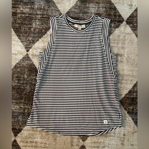 Michael Kors Striped Sleeveless Top Dark Green White Logo Tank M